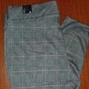 Grey/Pink Plaid Knit Pixie Pant